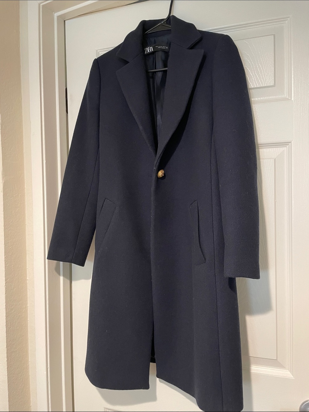 Zara Navy Pea Coat with Gold Button